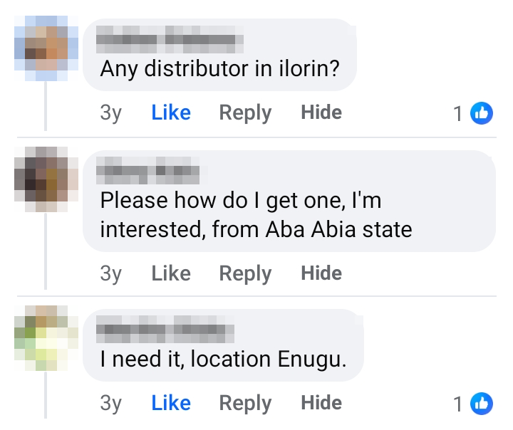 Real comments from Ilorin, Aba and Enugu asking where to get Lead Tombrown