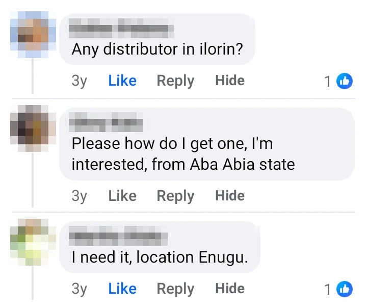 Real comments from Ilorin, Aba and Enugu asking where to get Lead Tombrown